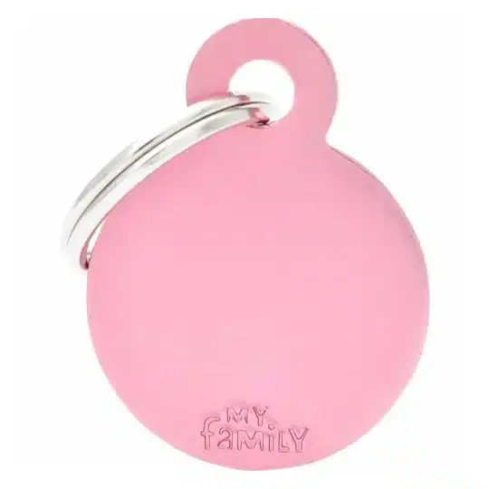 Id-bricka cirkel rosa med gravyr | Ta chansen
