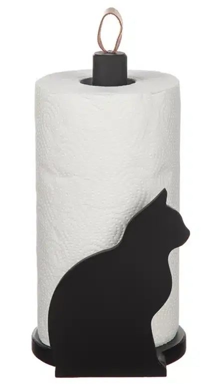 Hållare för hushållspapper trä svart katt - Gratis retur