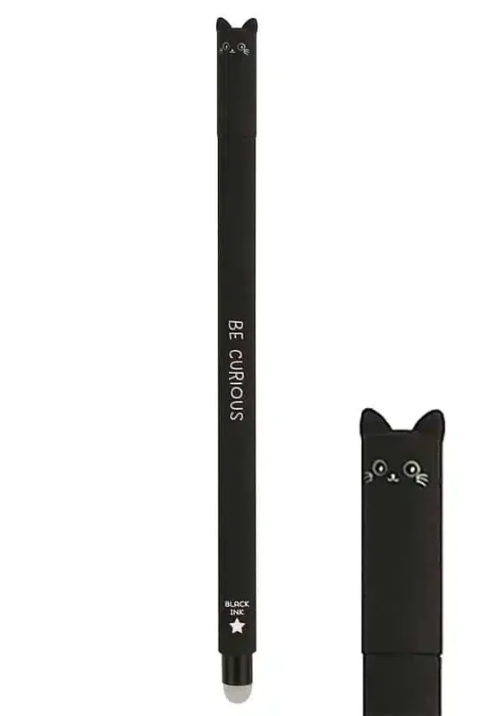 Erasable gel pen katt svart | Superpris