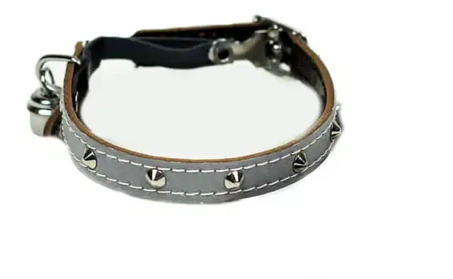 Nyhet | Katthalsband reflex silver med nitar