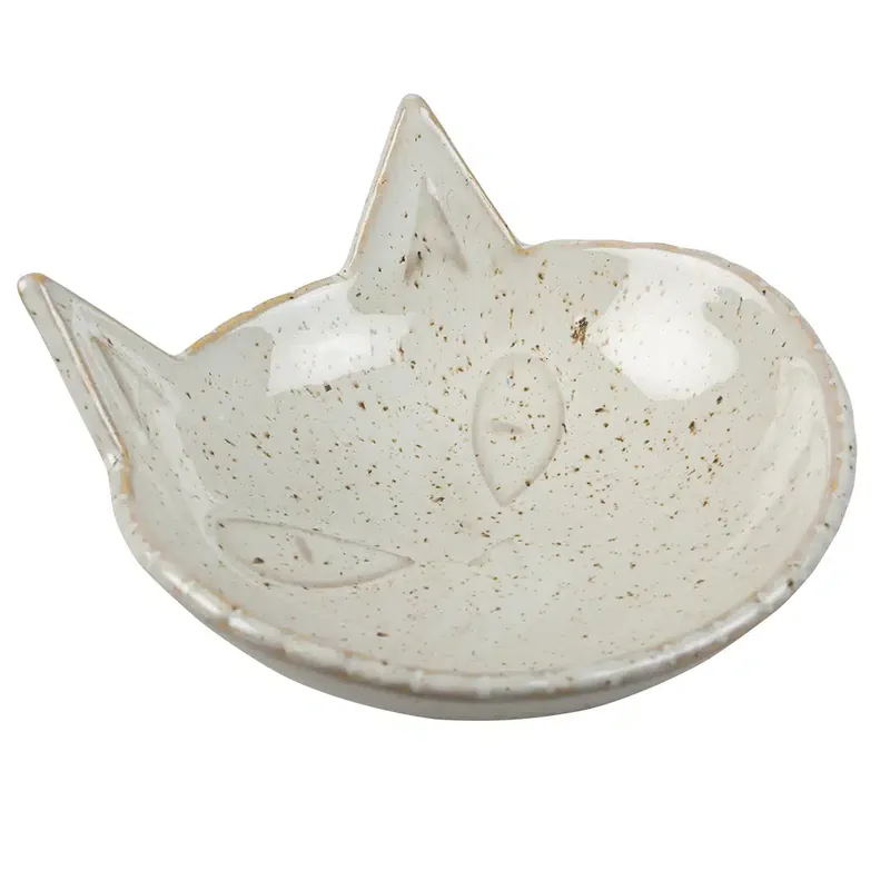 Rabatter | Kattmatskål kittyface stengods beige