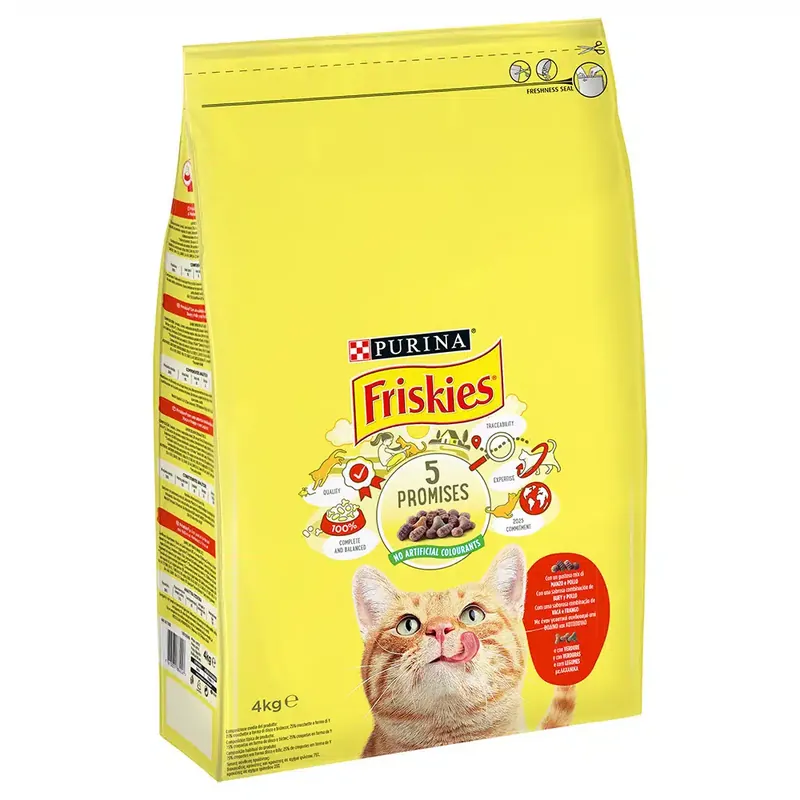 Premium - Purina Friskies Beef, Chicken and Vegetables kattfoder – 4 kg