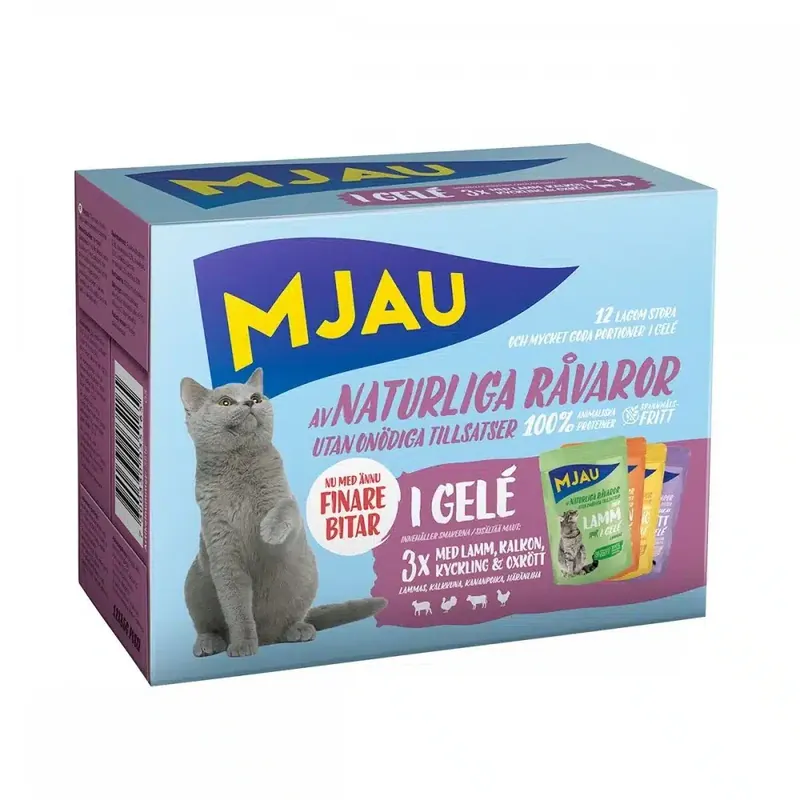 Mjau Multipack Köttsmaker i Gelé 12×85 g - Beställ online