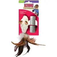 Mycket efterfrågad - Kong Refillable Feather Mouse - 2.5x16.5x5 cm