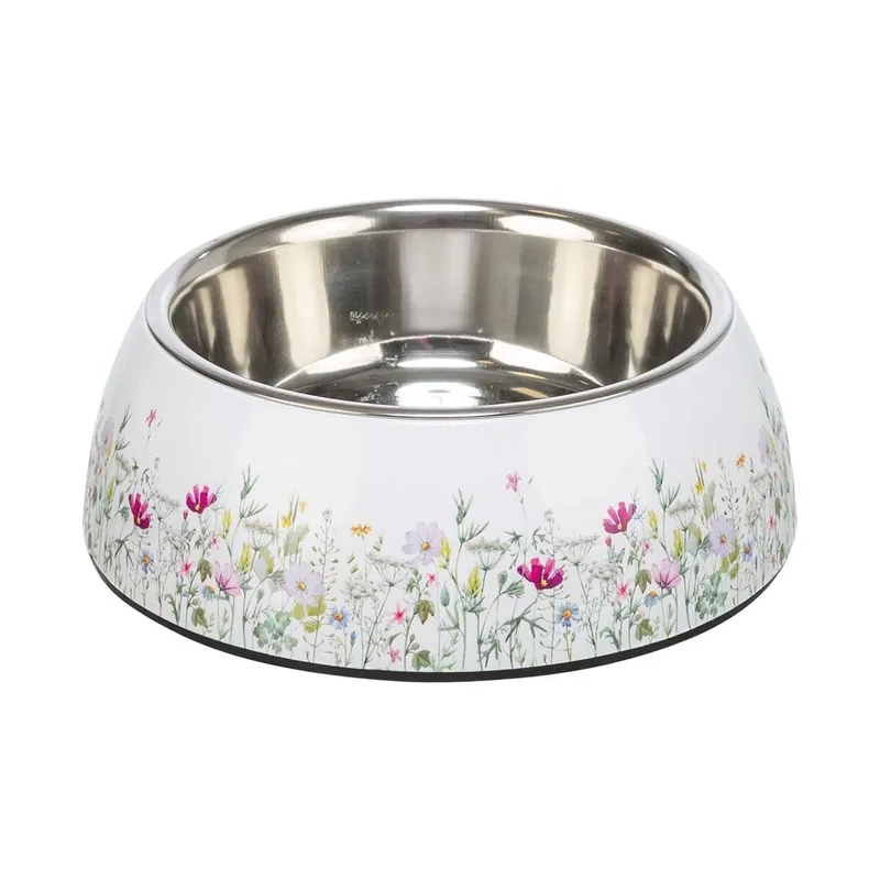 Trixie Rostfri Matskål med Blommönster - Fynd