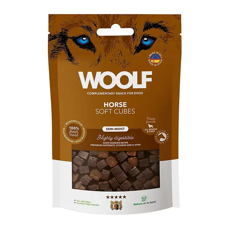 Fynd - Hundgodis Woolf Soft Cubes Horse 100 g