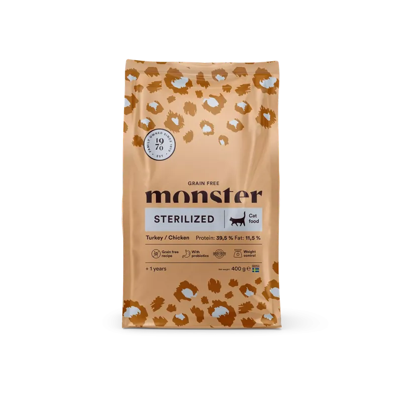 Tryggt köp | Monster Cat GF Sterilized 400g Turkey/Chick