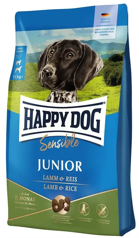 HappyDog Sens. Junior Lamb & Rice 10 kg | Utförsäljning