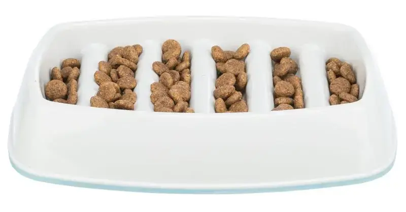 Prissänkt | Slow feed kattmatskål vit rektangulär
