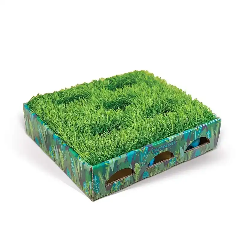 Extra bra pris - Catstages Grass Patch Låda med Låtsasgräs & 3 bollar