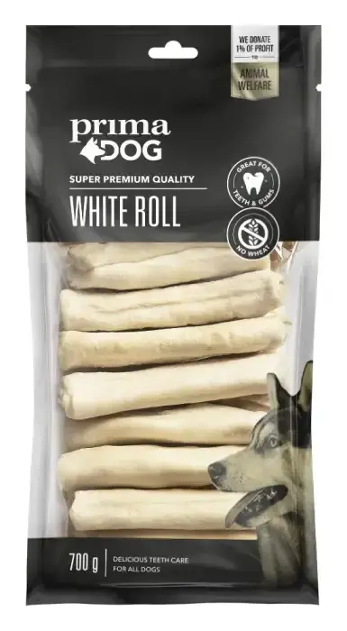 Tillverkarpris | PrimaDog Vit Tuggrulle 13cm 35-pack