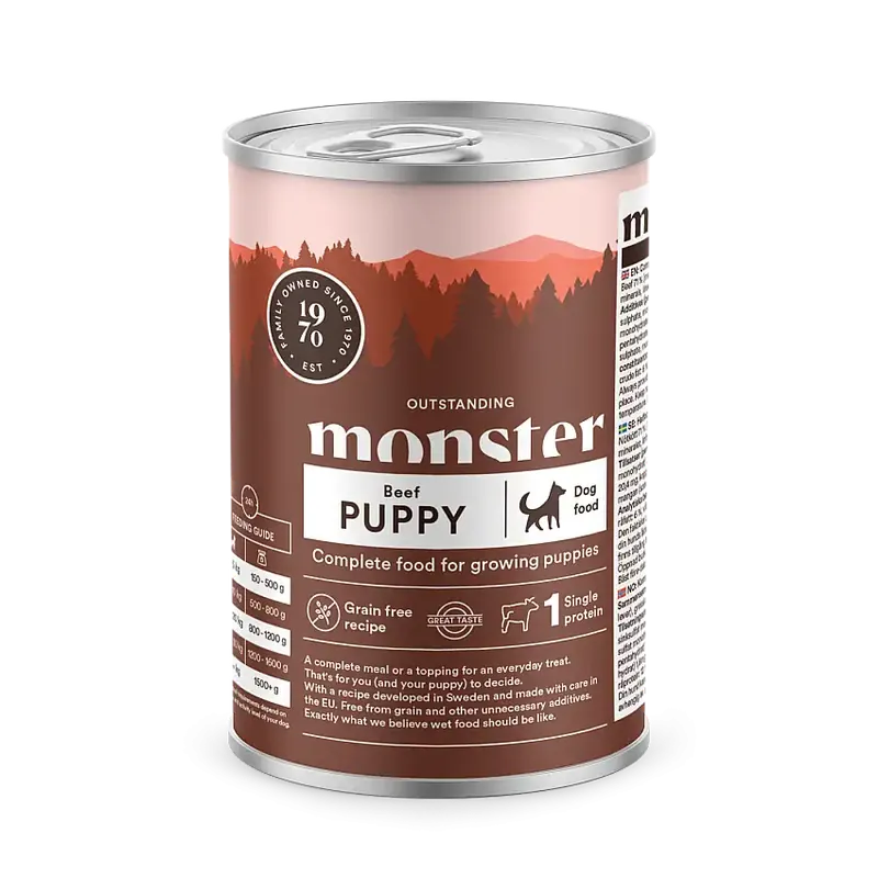 Monster Dog Puppy Beef Burk 400 g | Efterfrågad
