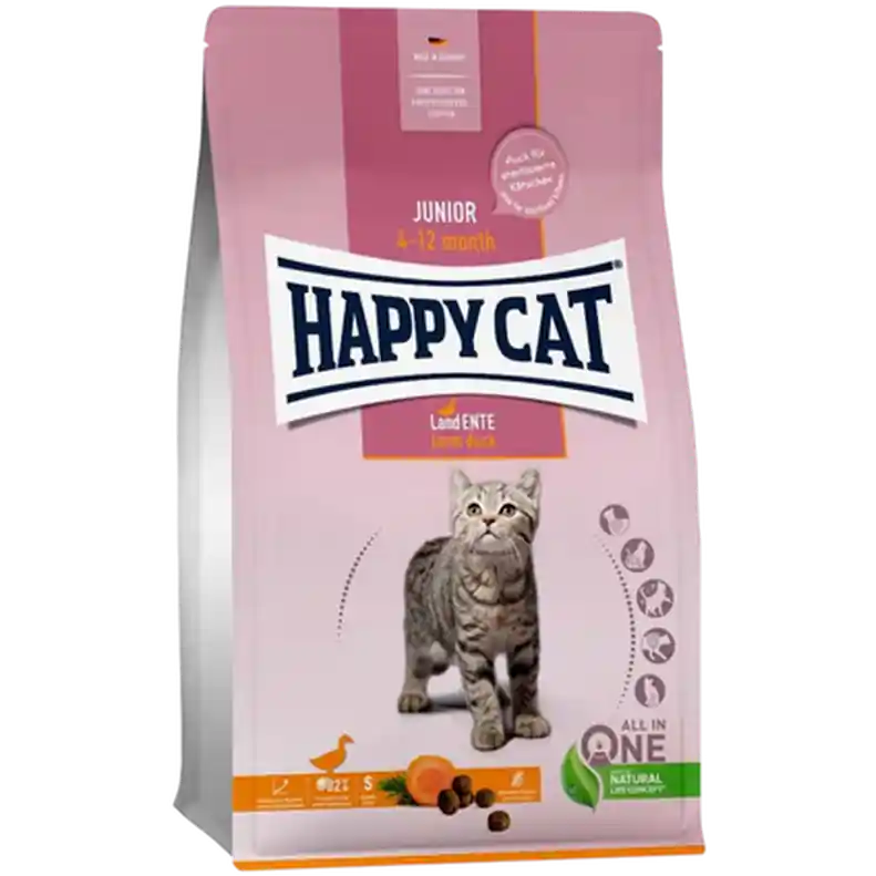 Skynda dig - Junior Grain Free Duck 1,3 kg – Katt – Kattfoder & kattmat – Torrfoder till katt – Happy Cat – ZOO.se