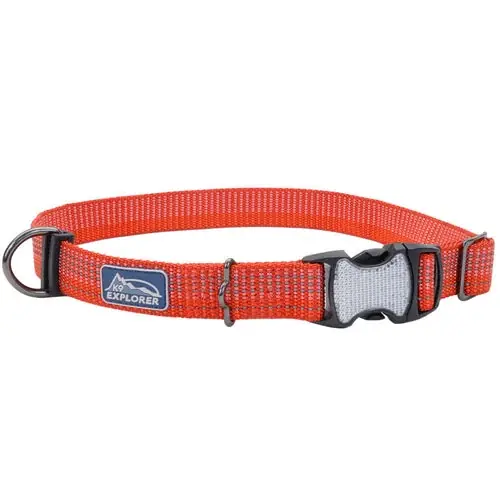 K9 Explorer® Brights Reflective Adjustable Dog Collar, Red Large - Passa på