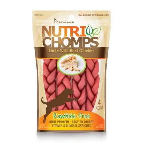 Rabatter | NutriChomps 6-inch Chicken Braids, 4 Count Dog Chews