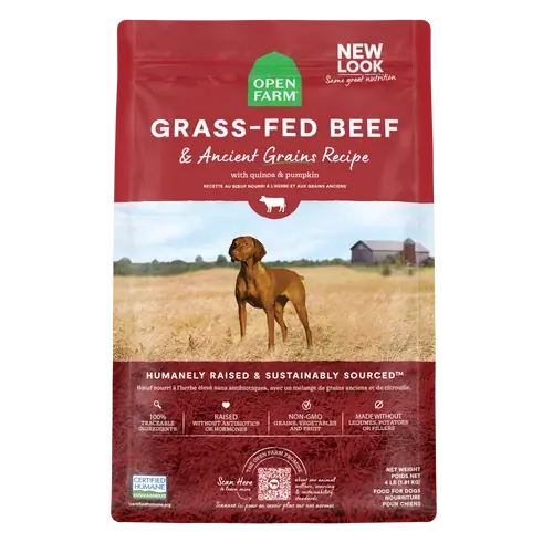 Bra pris | Open Farm Grass-Fed Beef & Ancient Grains Dog Kibble, 22lb