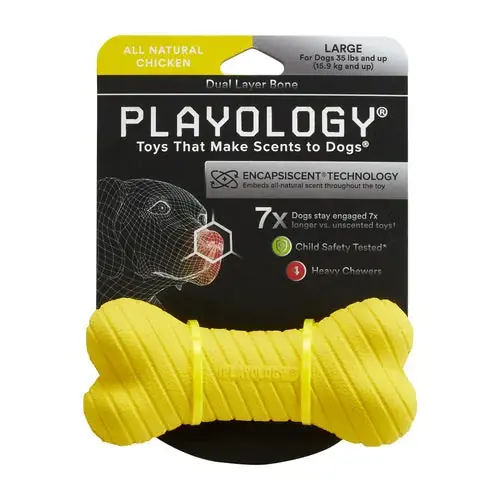 Playology Dual Layer Bone Chicken Scented Dog Toy | Efterfrågad