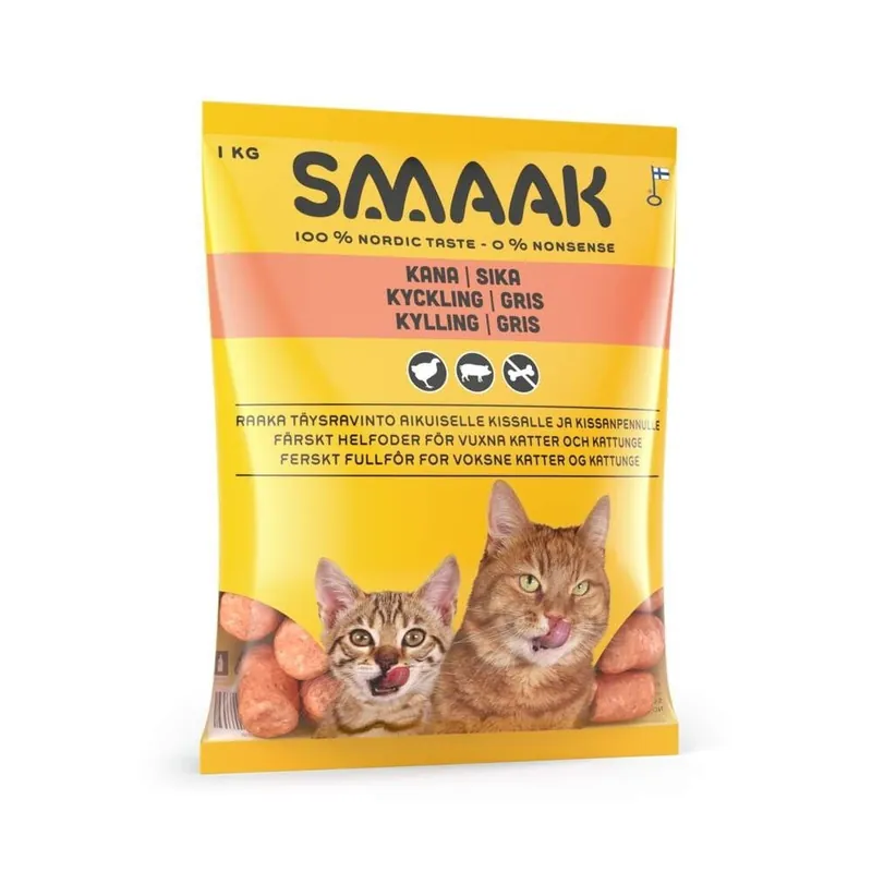 Fynd - SMAAK Cat Raw Complete kyckling & gris 1kg