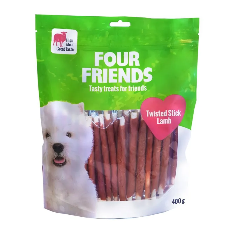 FourFriends Dog Twisted Stick Lamb 12,5 cm - Specialpris