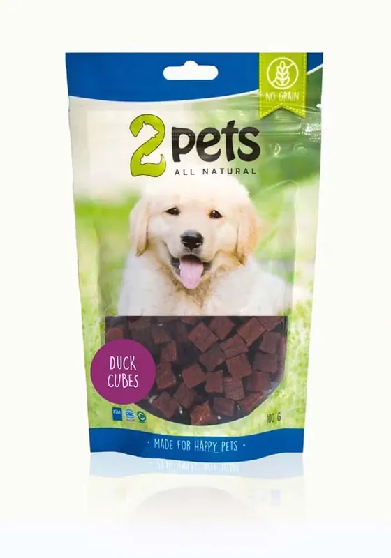 Mycket efterfrågad - 2pets Dogsnack Duck Cubes, 100 g