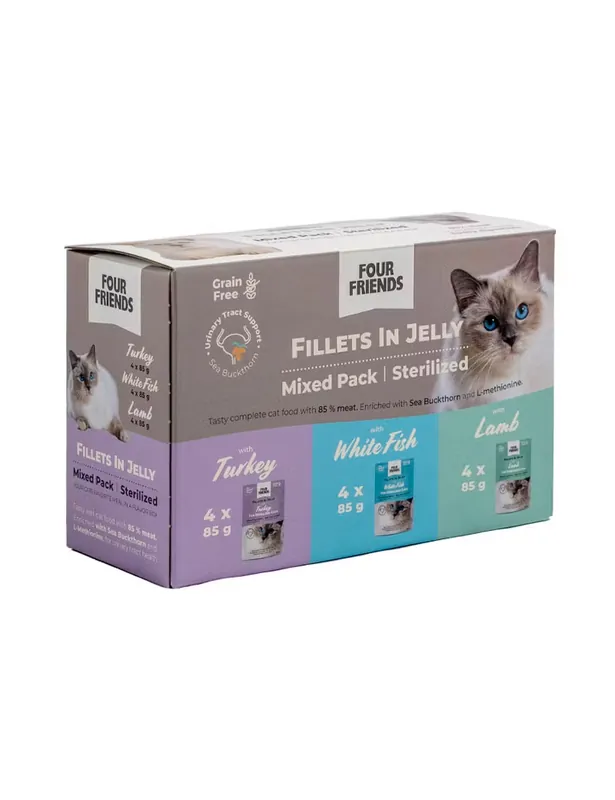 Nedsatt pris | Four Friends Sterilized in Jelly Mix 12-pack- våtfoder i gelé