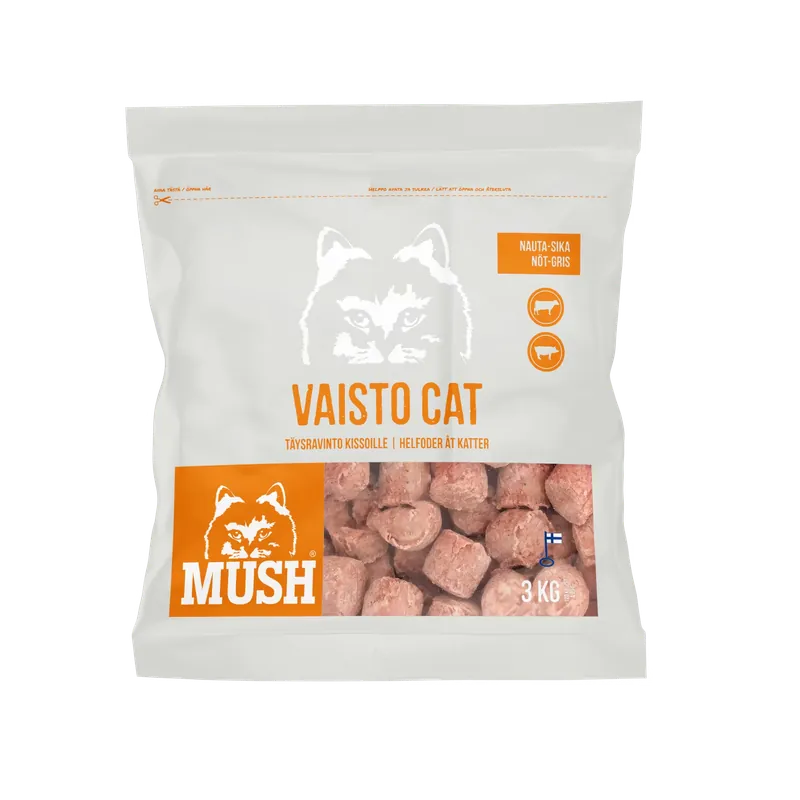 MUSH Vaisto Cat® Vit Fryst helfoder (nöt-gris) SKICKAS EJ! | Toppkvalitet